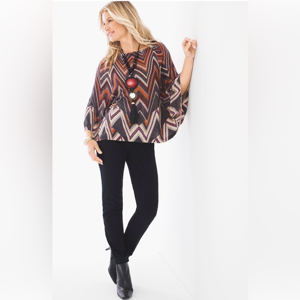 💥SOLD💥 Chico's S/M Boho Western Aztec Tribal Winnie Cape Poncho Top